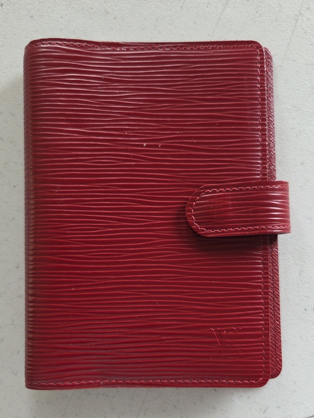 Louis Vuitton Red Epi Textured Leather Folio Phone Case with Snap Strap